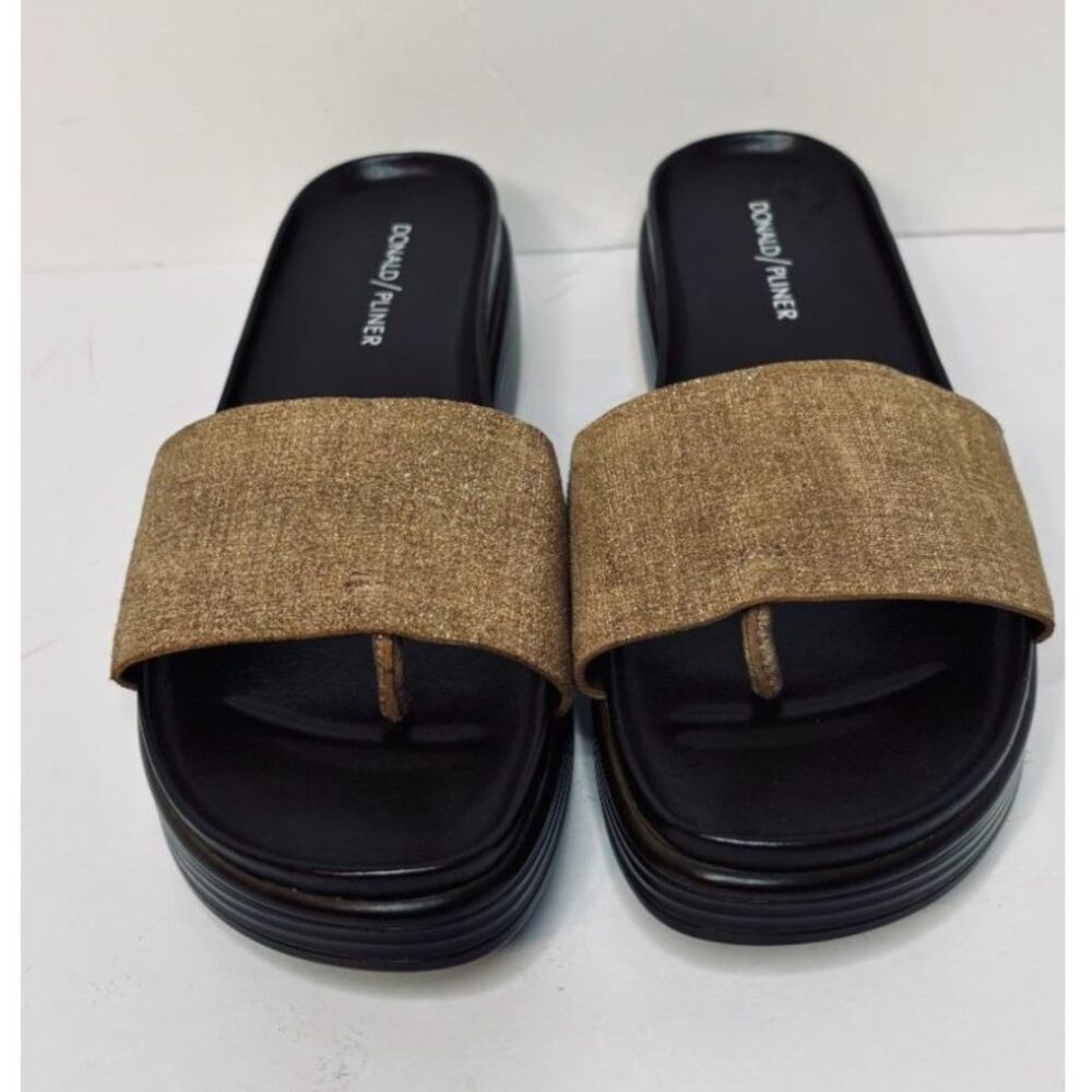 Donald Pliner Gold Metallic Platform Slide Sandals Women's 8.5 - Picture 3 of 6